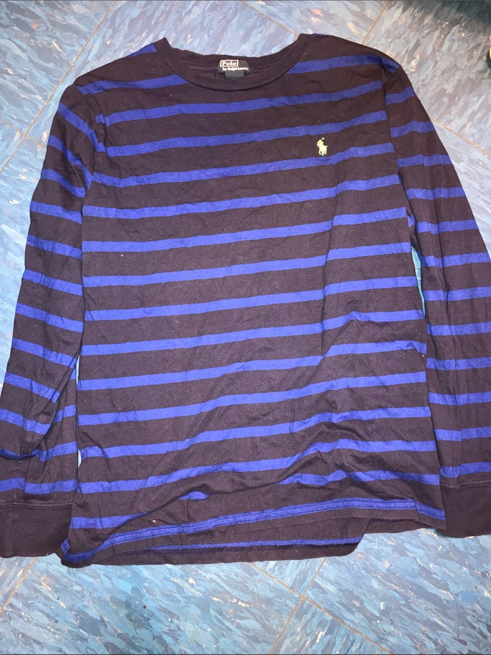 Ralph Lauren Black & Royal Blue Striped Long-Sleeve Tee